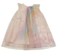 Ružovo-duhové tylové šaty s jednorožcom H&M