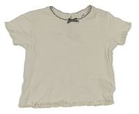 Smotanové rebrované tričko s mašličkou H&M