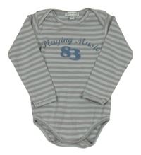 Světlemodro-šedé pruhované body s číslem Vertbaudet 