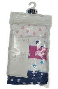 Nové - 5pack - 3x bílé + 1x růžové + 1x modré kalhotky s hvězdičkami Dunnes