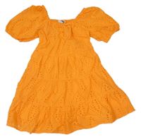 Oranžové plátenné děrované šaty Primark