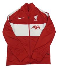 Červeno-bílá sportovní funkční propínací mikina s logem LFC Nike 