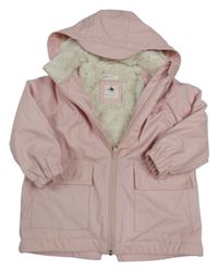 Světlerůžová nepromokavá zateplená bunda s odepínací kapucí H&M