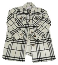 Bielo-čierny kockovaný flaušový kabát Primark