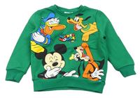 Tmavozelená mikina s Mickey s kamarády a kapucňou Disney