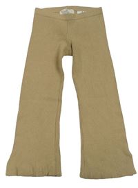 Béžové rebrované flare pletené nohavice H&M