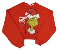 Červená vianočná crop mikina s Grinchem H&M