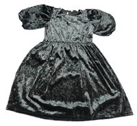 Tmavosivé lesklé zamatové šaty H&M