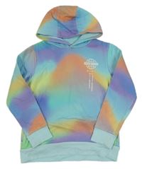 Barevno-svetlomodrá batikovaná mikina so zeměkoulí a nápismi a kapucňou zn. Next