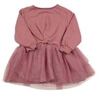 Starorůžové teplákovo/tylové šaty F&F