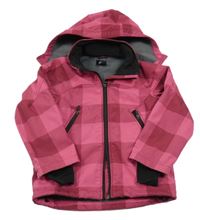 Ružovo-vínová kockovaná softshellová bunda s odopínacíá kapucňou H&M