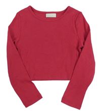 Malinové žebrované crop triko Matalan