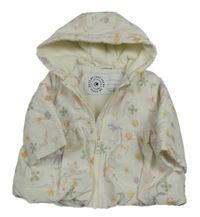 Smetanový šusťákový zateplený balonový kabátek se zvířátky a kytičkami a kapucí George