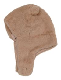 Pudrová kožešinová beranice s oušky Vertbaudet