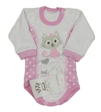 Nové - bielo-ružové body s mačičkou a bodkami La Bortini