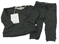 Nové - 2Set - Tmavošedá melírovaná mikina s nápisy + tepláky antebies