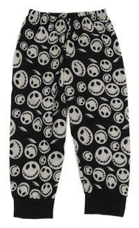 Černé pyžamové kalhoty s bílými smajlíky
