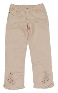 Svetloružové crop rifle s květem s prestrihom H&M