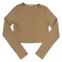 Svetlohnedé rebrované crop tričko Matalan