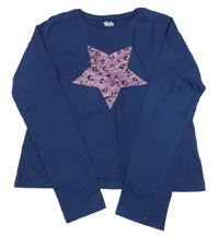 Tmavomodré crop tričko s hviezdou M&Co