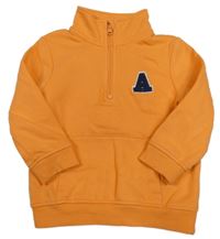 Oranžová mikina s písmenkom a vreckom Topolino