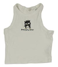 Biely rebrovaný crop top s Bad Badtz-Maru H&M