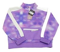 Nové - fialovo-růžovo-bílo-tmavofialová batikovaná sportovní mikina s kapsou bekkin
