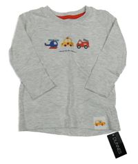 Nové - světlešedé melírované triko s IZS a autem St. Bernard