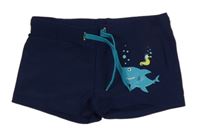 Tmavomodré nohavičkové plavky se žralokem sports