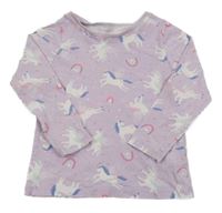 Světlefialové triko s jednorožci a duhami George