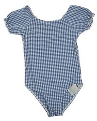 Nové - námořnicky modro-bílé kostkované body s volánky PRIMARK