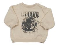 Smotanová mikina so smajlíkom a nápisem - NIRVANA