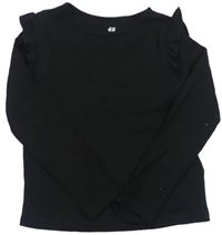 Čierne rebrované tričko s volány H&M