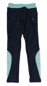 Tmavomodro-tyrkysové sportovní funkční legíny Decathlon