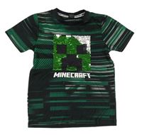 Tmavozeleno-zelené vzorované tričko s překlápěcími flitry - Minecraft George