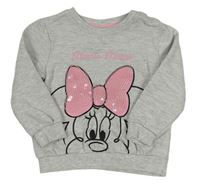 Šedá melírovaná mikina s Minnie s flitry Disney