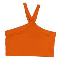 Oranžový rebrovaný crop top Shein