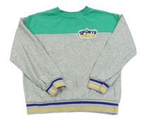 Sivo-zelená mikina s nášivkou H&M
