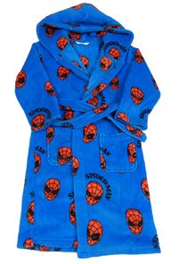 Modrý chlupatý župan se Spidermanem a kapucí M&S