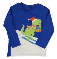 Modro-bílé triko s dinosaurem Tu