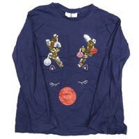 Tmavomodré tričko so sobom s překlápěcími flitre George