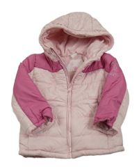 Ružovo-tmavoružová šušťáková zateplená bunda s kapucňou C&A