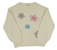Krémový vlněný svetr s květy Primark