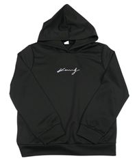 Čierna mikina s nápisom a kapucňou Shein