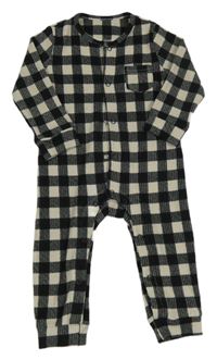 Černo-béžový kostkovaný žebrovaný úpletový overal George
