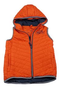 Červená šusťáková zateplená vesta s bicyklem a kapucí Topolino