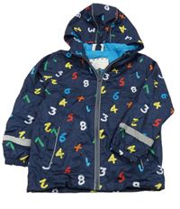 Tmavomodrá šušťáková jarná bunda s číslami a kapucňou Topolino