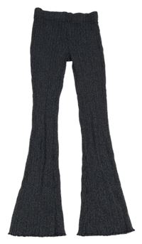 Tmavomodré melírované žebrované pletené flare legíny Zara