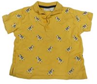 Hořčicové polo tričko se zebrami Jojo Maman Bébé