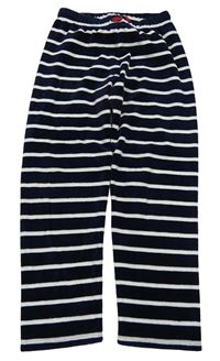 Tmavomodro-biele pruhované zamatové tepláky Sergent Major